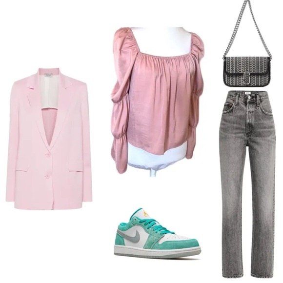 BCBGeneration Tiered Sleeve Pink dusty Rose Neck Top Sz M - Picture 8 of 10